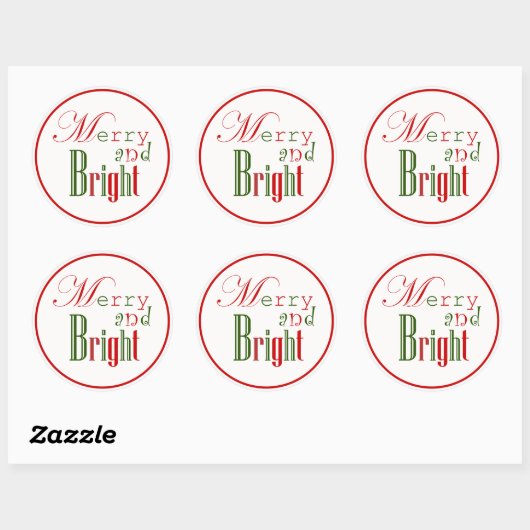 Rood en Groen "Merry and Bright" Xmas Stickers (Vel)