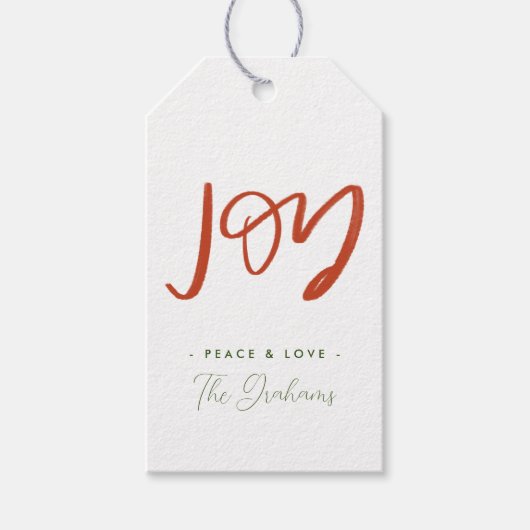 Rood en groen met briefteringen Label met cadeau v Cadeaulabel (Voorkant)