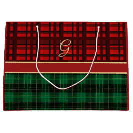 Rood en groen met gouden Initiaal Groot Cadeauzakje