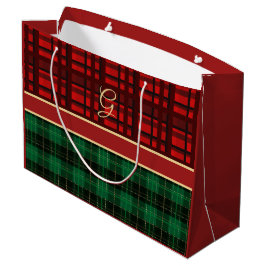 Rood en groen met gouden Initiaal Groot Cadeauzakje
