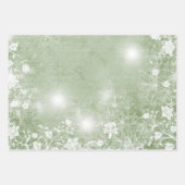 Rood en groen met witte Poinsettia en bloemen Inpakpapier Vel (Voorkant 2)