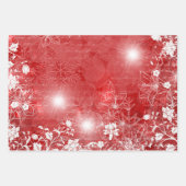 Rood en groen met witte Poinsettia en bloemen Inpakpapier Vel (Voorkant)