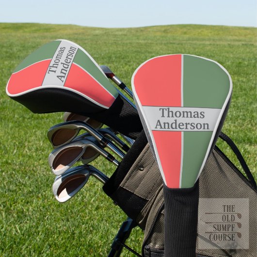 Rood en groen minimalistisch design golfheadcover