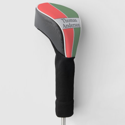 Rood en groen minimalistisch design golfheadcover (Schuin)