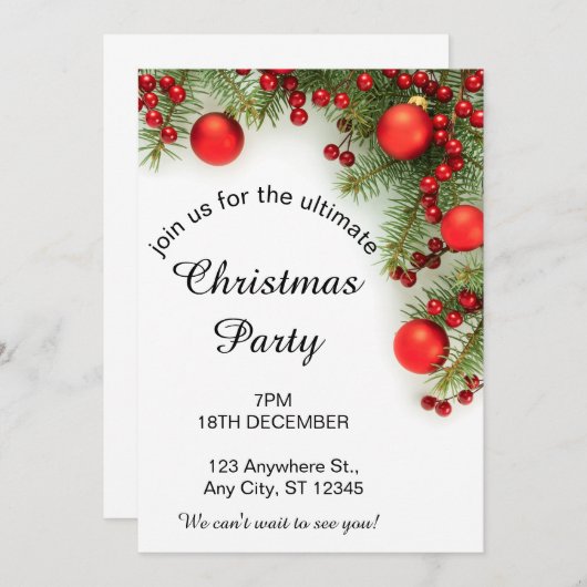 Rood en groen minimalistisch Kerstmis Kaart (Voorkant / Achterkant)