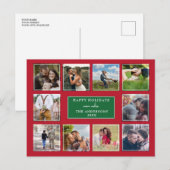 Rood en Groen Modern 10 Fotocollage Kerstmis Briefkaart (Voorkant / Achterkant)