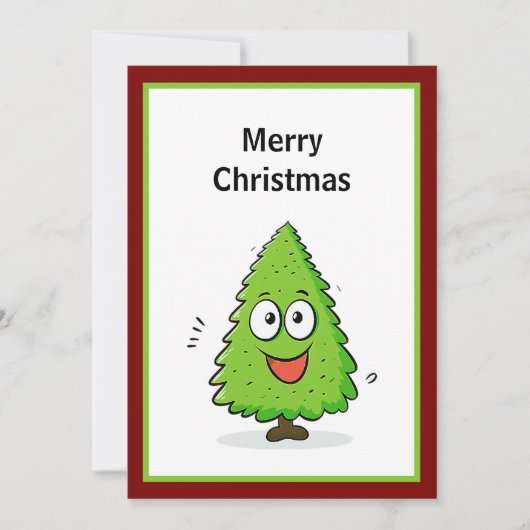 Rood en groen Modern Cool Minimal Christmas Tree Feestdagenkaart (Voorkant)