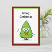 Rood en groen Modern Cool Minimal Christmas Tree Feestdagenkaart (Staand voorkant)