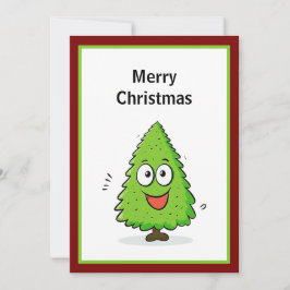 Rood en groen Modern Cool Minimal Christmas Tree Feestdagenkaart