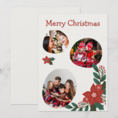 Rood en Groen Modern Kerstmis Fotocollage Kaart (Voorkant / Achterkant)
