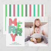 Rood en groen Modern MERRY Christmas Holiday Kaart (Voorkant / Achterkant)