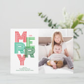 Rood en groen Modern MERRY Christmas Holiday Kaart (Staand voorkant)