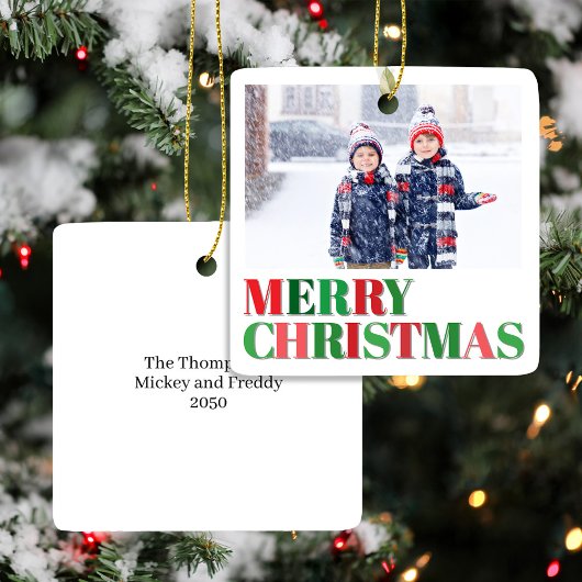 Rood en Groen Moderne Foto Custom Keramisch Ornament