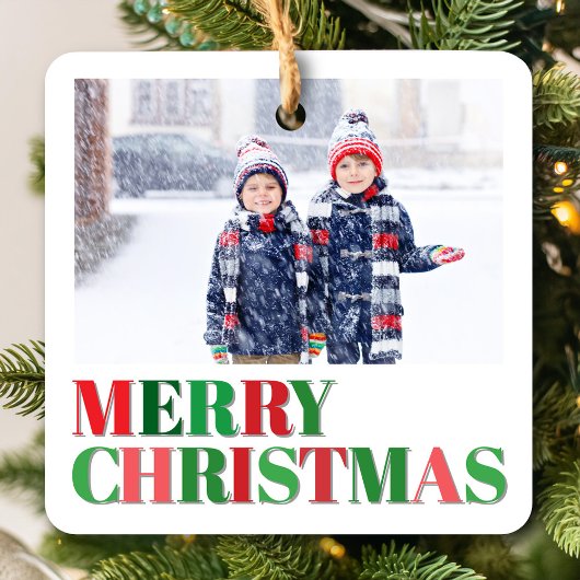 Rood en Groen Moderne Foto Custom Keramisch Ornament