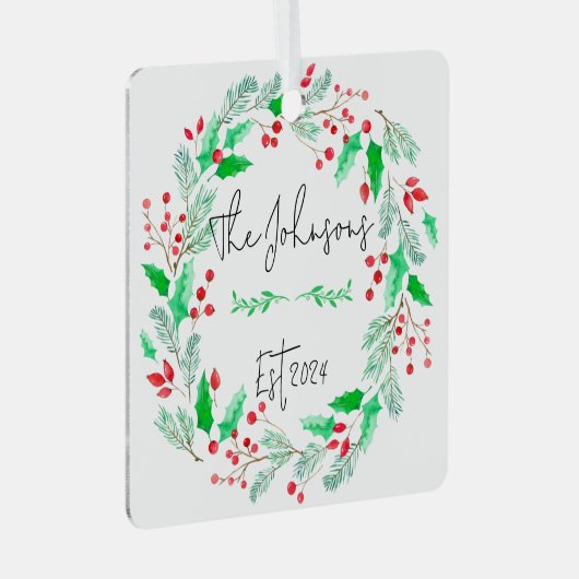 rood en groen nieuw getrouwd familie ornament (Voorkant Rechts)