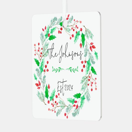 rood en groen nieuw getrouwd familie ornament (Voorkant links)