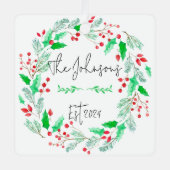 rood en groen nieuw getrouwd familie ornament (Voorkant)