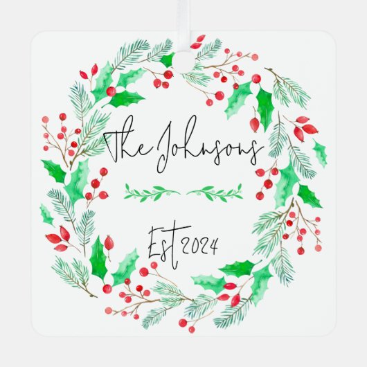 rood en groen nieuw getrouwd familie ornament (Voorkant)