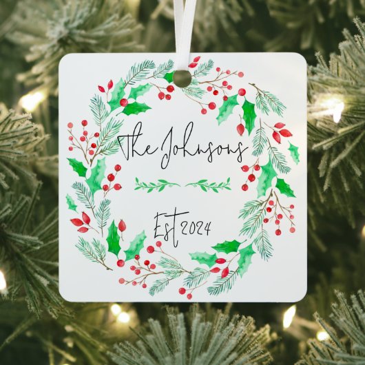 rood en groen nieuw getrouwd familie ornament (Insitu)