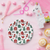 Rood en groen noords kerstpatroon papieren bordje (Feest)