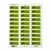 Rood en Groen Ornament Kerst Adresetiketten Etiket (Full Sheet)