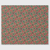 rood en groen paisley cadeaupapier (Vlak)