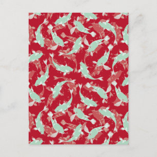 Rood en groen patroon - Koi Fish Briefkaart