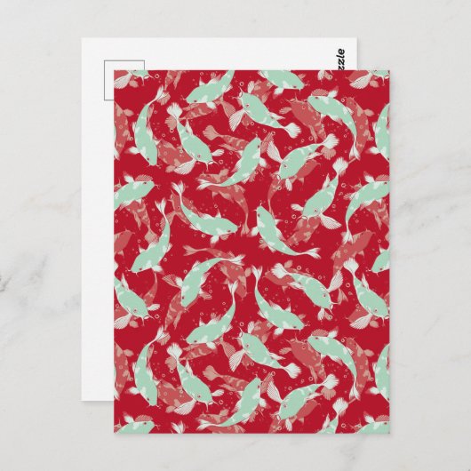 Rood en groen patroon - Koi Fish Briefkaart (Voorkant / Achterkant)