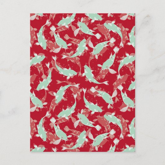 Rood en groen patroon - Koi Fish Briefkaart (Voorkant)