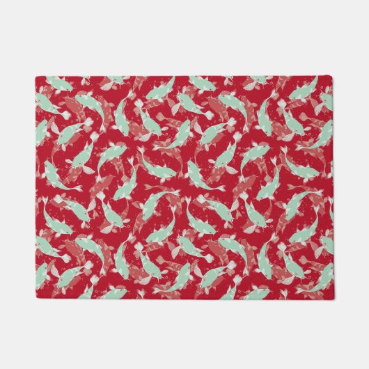 Rood en groen patroon - Koi Fish Deurmat (Voorkant)