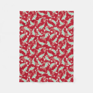 Rood en groen patroon - Koi Fish Fleece Deken