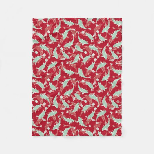 Rood en groen patroon - Koi Fish Fleece Deken (Voorkant)
