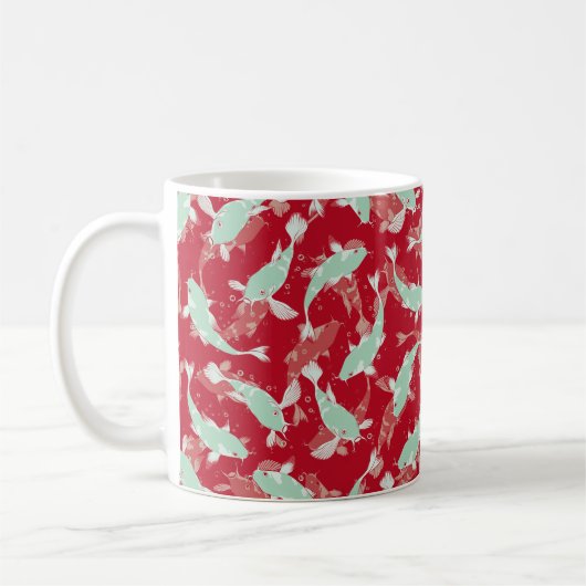 Rood en groen patroon - Koi Fish Koffiemok (Links)