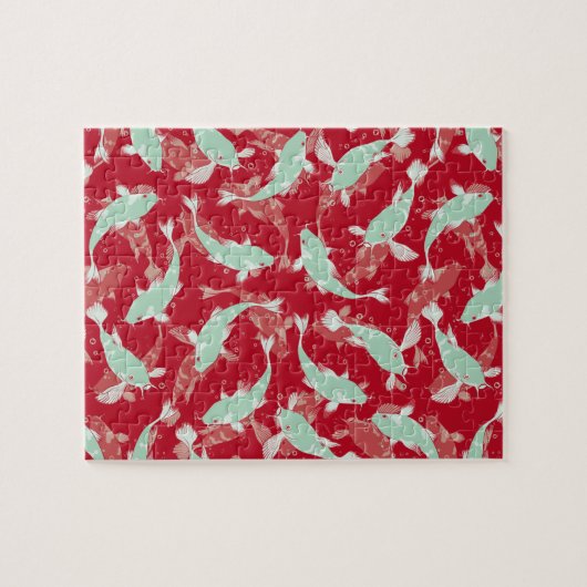 Rood en groen patroon - Koi Fish Legpuzzel (Horizontaal)