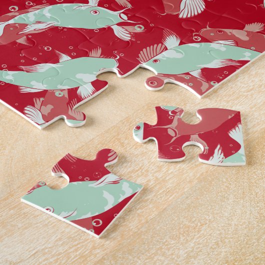 Rood en groen patroon - Koi Fish Legpuzzel (Zijkant)