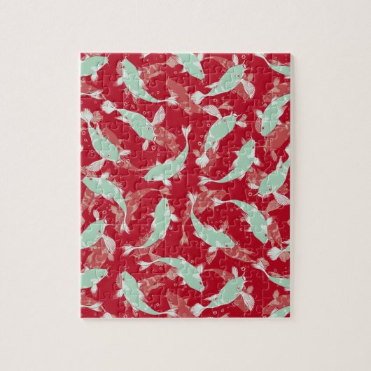 Rood en groen patroon - Koi Fish Legpuzzel (Verticaal)
