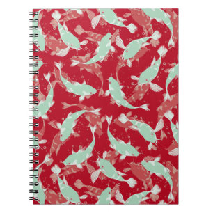Rood en groen patroon - Koi Fish Notitieboek