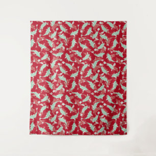 Rood en groen patroon - Koi Fish Wandkleed