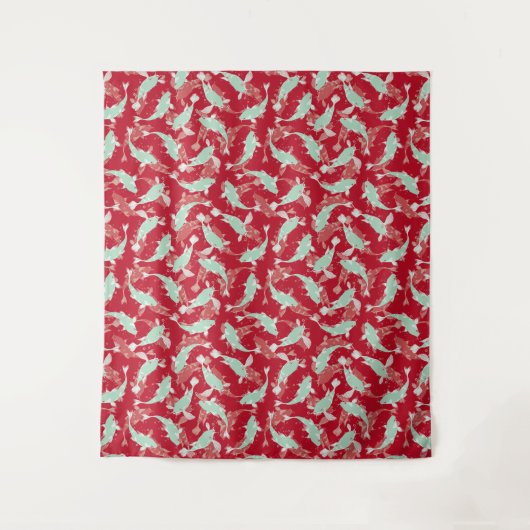 Rood en groen patroon - Koi Fish Wandkleed (Voorkant)