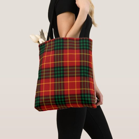 Rood en groen patroon Tartan Canvas tas (Dichtbij)
