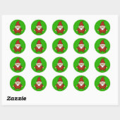 Rood en groen patroonkoepel ronde sticker (Vel)