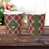 Rood en Groen Plaid Bell Merry & Bright Papieren Bekers