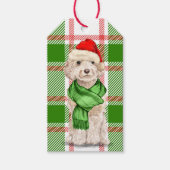 Rood en Groen Plaid Cockapoo Kerstmis Hond Gift Ta Cadeaulabel (Voorkant)