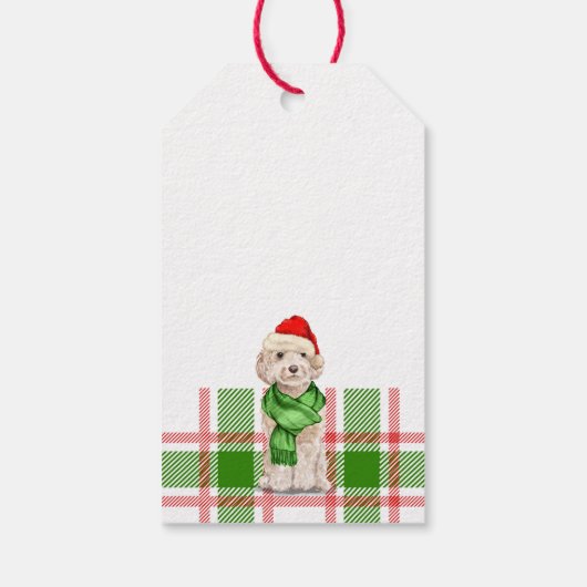 Rood en Groen Plaid Cockapoo Kerstmis Hond Gift Ta Cadeaulabel (Achterkant)