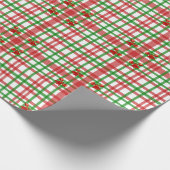 Rood en Groen Plaid en Bogen Land Kerstmis Cadeaupapier (Hoek)