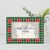 Rood en Groen Plaid Kerstmis Fotokaart Feestdagenkaart (Staand voorkant)