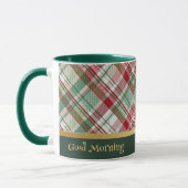 Rood en Groen Plaid Koffie Mok (Links)