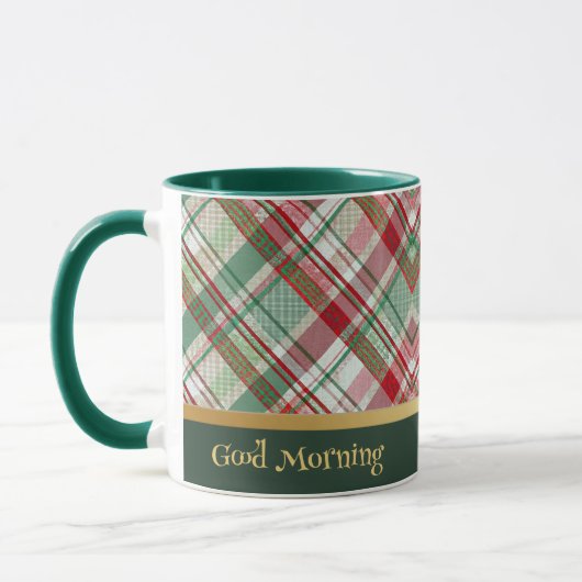 Rood en Groen Plaid Koffie Mok (Links)