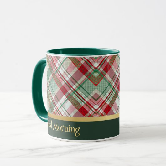 Rood en Groen Plaid Koffie Mok (Voorkant links)