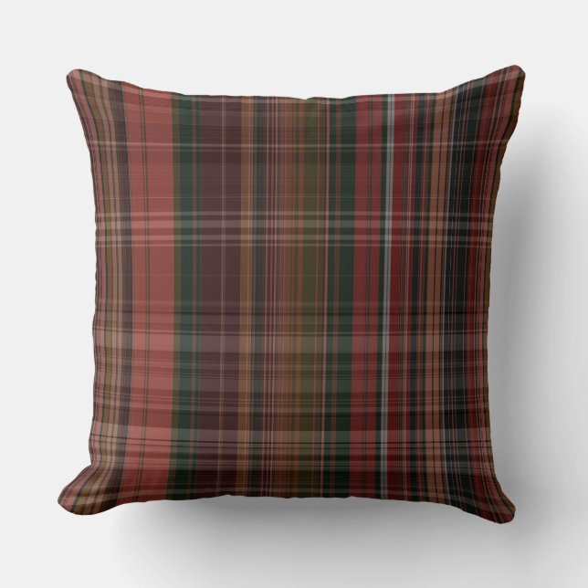Rood en Groen Plaid Kussen (Voorkant)